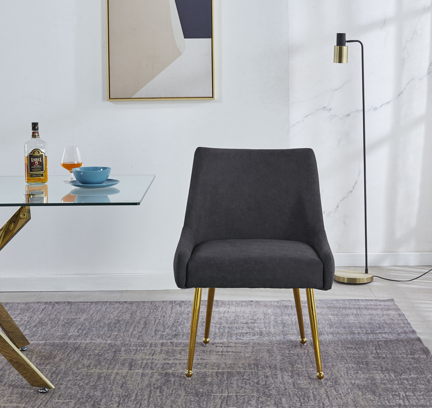 DC58 Set of 2 Elegant Dining Chair with Gold Finish Base