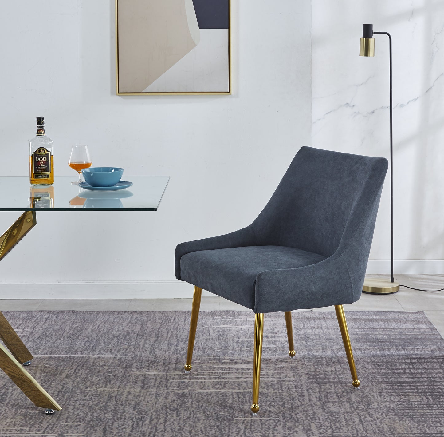 DC58 Set of 2 Elegant Dining Chair with Gold Finish Base