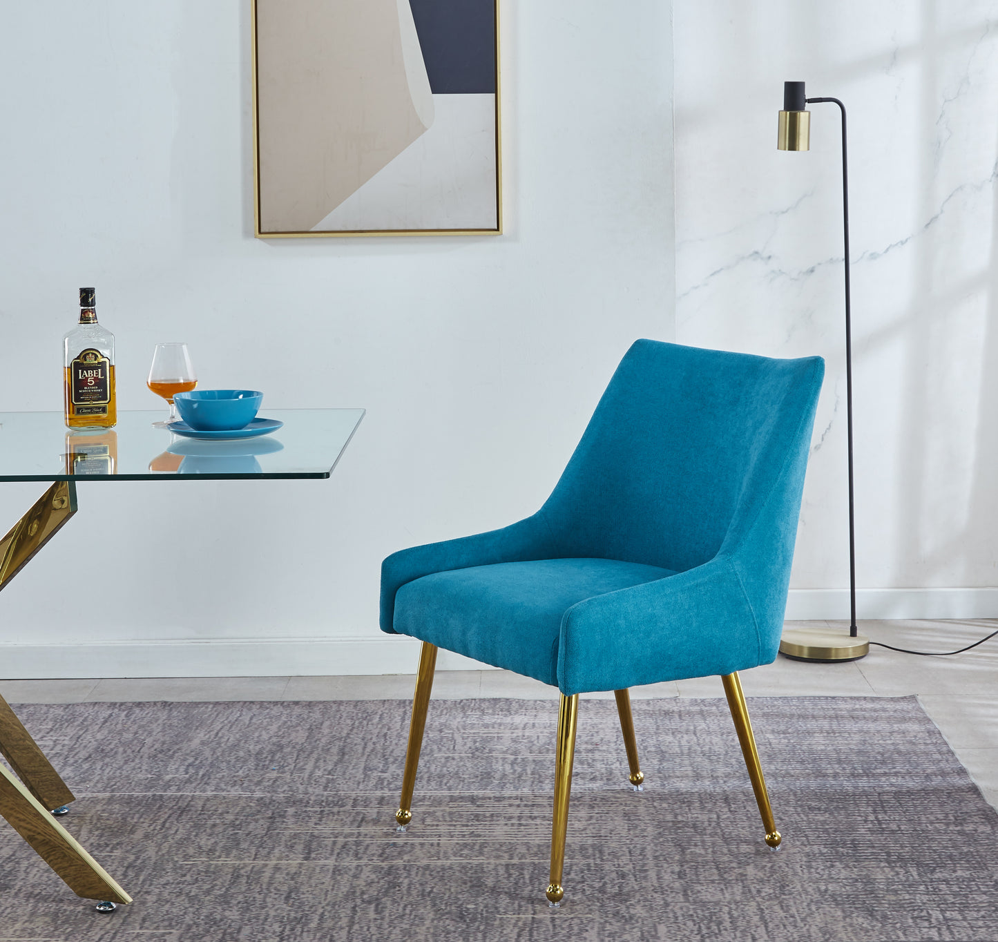 DC58 Set of 2 Elegant Dining Chair with Gold Finish Base