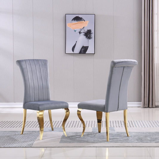 DCK86 Set of 2 Elegant Grey Velvet Dining Chair