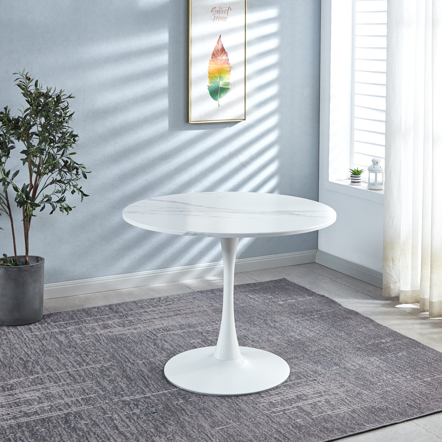 DT90 Printed Marble/ Metal Top Dining Table