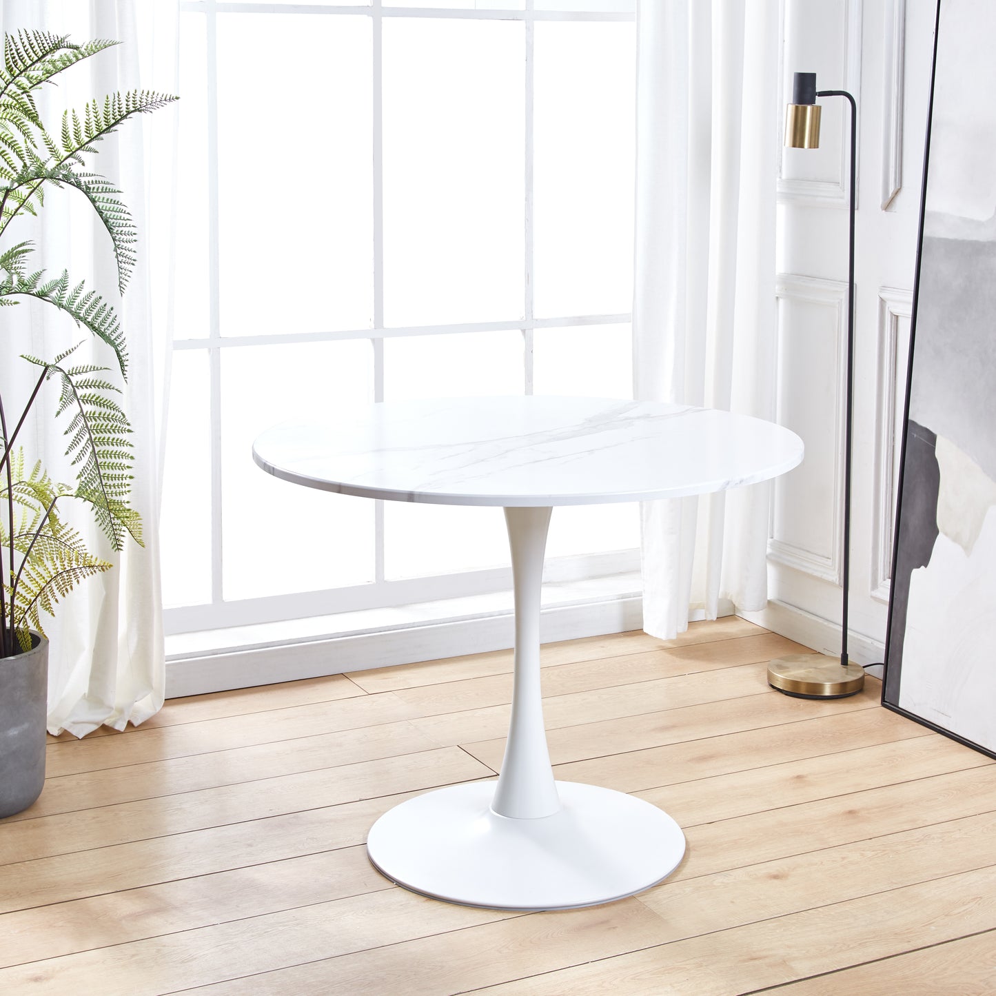 DT90 Printed Marble/ Metal Top Dining Table