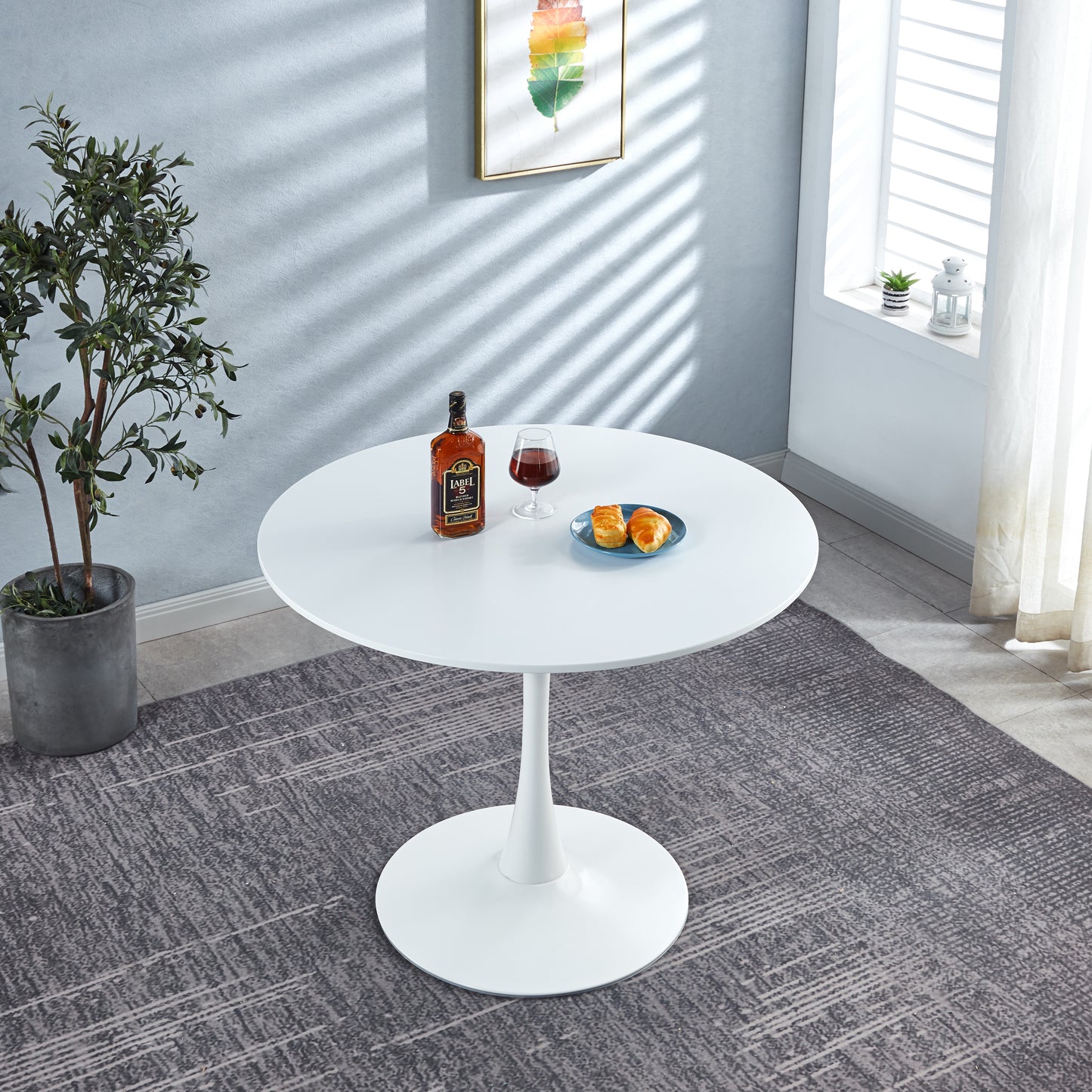 DT90 Printed Marble/ Metal Top Dining Table