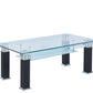 JD3 Modern Glass Coffee Table with Leatherette Accents