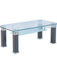 JD3 Modern Glass Coffee Table with Leatherette Accents