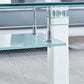 JD3 Modern Glass Coffee Table with Leatherette Accents