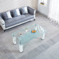 JD3 Modern Glass Coffee Table with Leatherette Accents