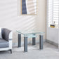 JD4 Modern End Table with Tempered Glass and Leatherette