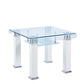 JD4 Modern End Table with Tempered Glass and Leatherette