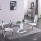 RDT206 Extendable Dining Table with 12mm Tempered Glass Top, Stainless Steel Base