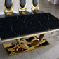 RDT315 Solid Marble/ Tempered Glass Top Rectangular Dining Table
