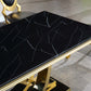 RDT315 Solid Marble/ Tempered Glass Top Rectangular Dining Table