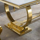 RDT316 Solid Marble Dining Table with Gold/Silver Metal Base
