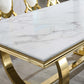 RDT316 Solid Marble Dining Table with Gold/Silver Metal Base