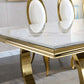 RDT316 Solid Marble Dining Table with Gold/Silver Metal Base