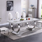 RDT316 Solid Marble Dining Table with Gold/Silver Metal Base