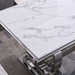 RDT316 Solid Marble Dining Table with Gold/Silver Metal Base