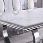 RDT316 Solid Marble Dining Table with Gold/Silver Metal Base