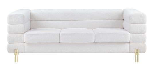 8018 Boucle Fabric Sofa with Gold Metal Legs
