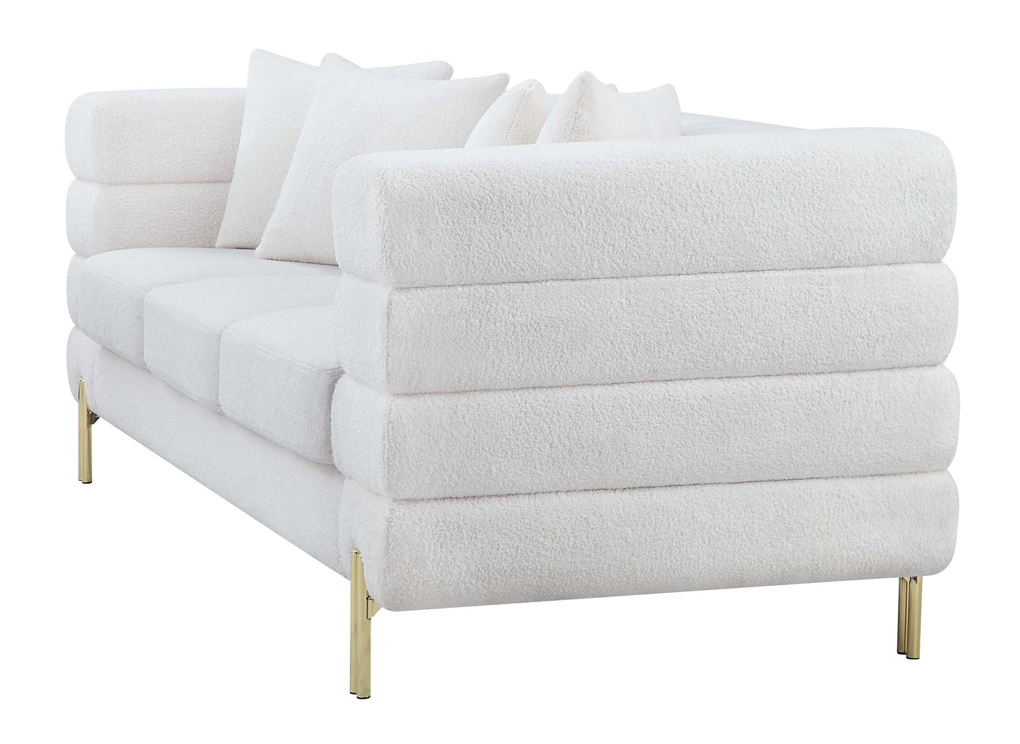 8018 Boucle Fabric Sofa with Gold Metal Legs