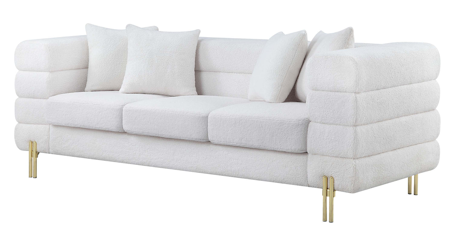 8018 Boucle Fabric Sofa with Gold Metal Legs