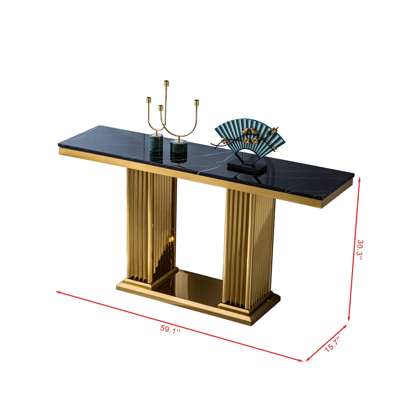 ST311 Solid Marble Console Table with Gold Finish Base