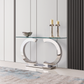 ST313 Modern Console Table with Tempered Glass Top & Stainless Steel Base