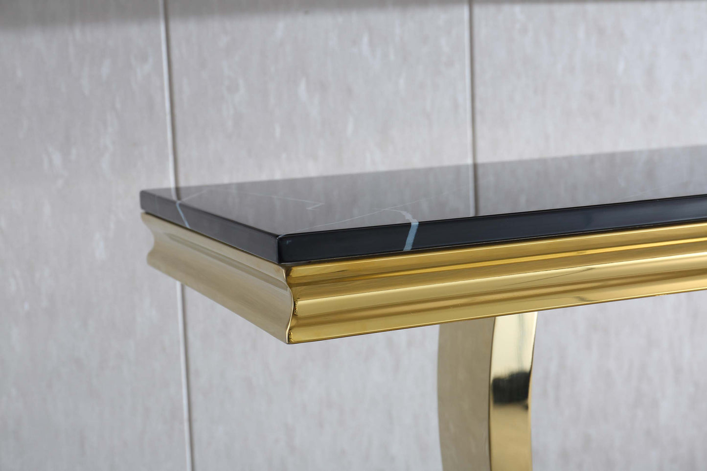 ST316 Black Marble Console Table with Gold Finish