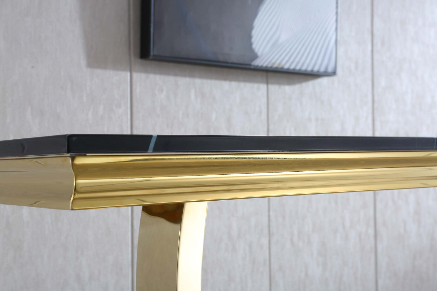 ST316 Black Marble Console Table with Gold Finish